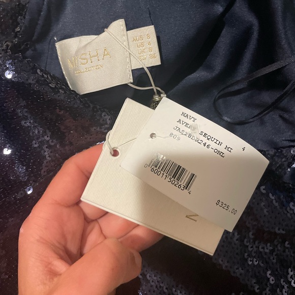NWT Misha Avery Pencil Blue Sequin Dress - Picture 6 of 6